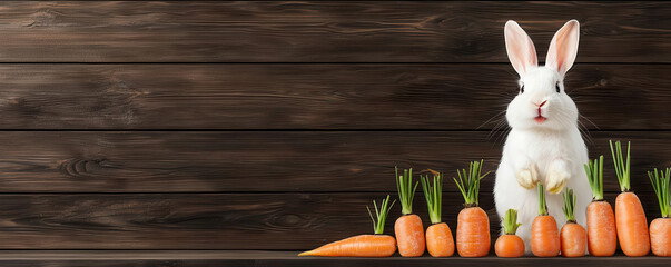 Adorable bunny character hopping up a savings graph, with carrots placed along the graph to indicate milestones, 3D illustration