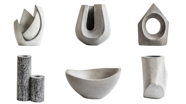 Modern Abstract Decor Sculptures Collection on Transparent Background Generative AI