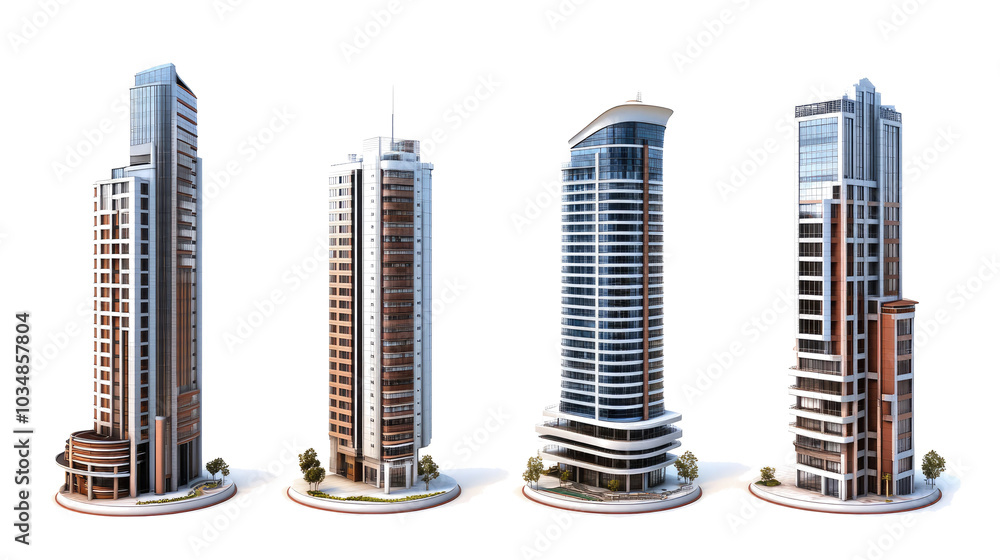 Poster modern skyscrapers displayed in a collection of architectural designs generative ai