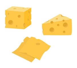 Piece of cheese with different shape