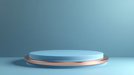 Blue and Gold Circular Platform on a Blue Background