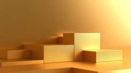 Fototapeta premium Gold Geometric Platform with Textured Surface