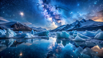 Fototapeta premium Glittering Ice Crystals on Glacier. Perfect for: Christmas, Winter Solstice, Polar Celebrations