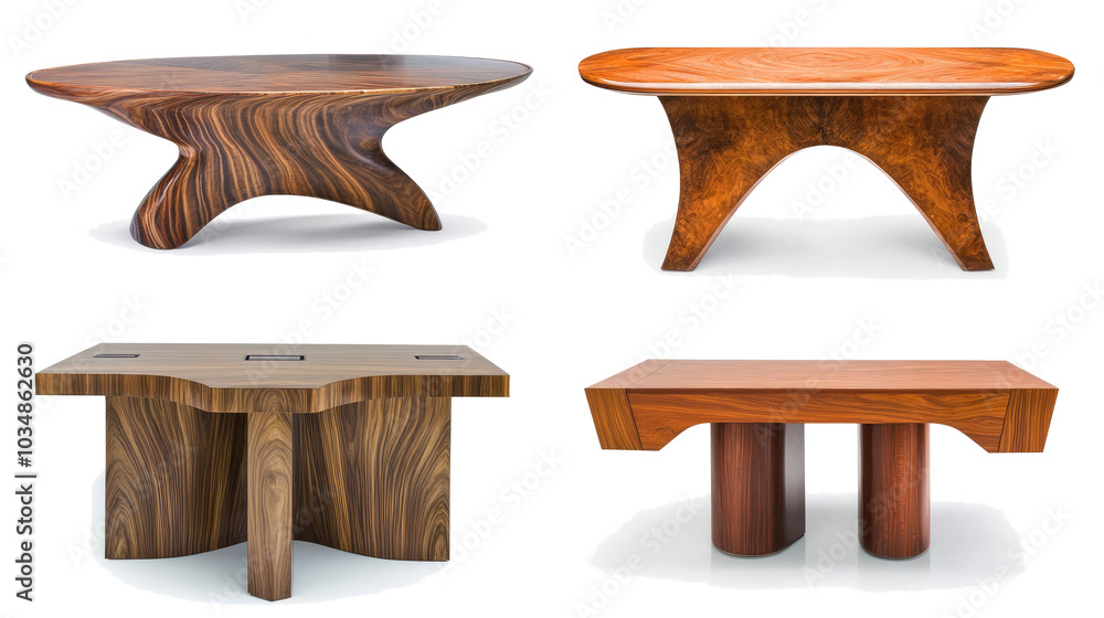 Poster stylish office conference tables set on a transparent background generative ai