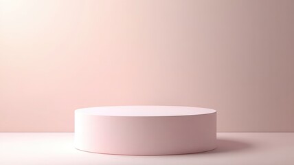 A Single Pink Cylinder Platform on a Pink Background