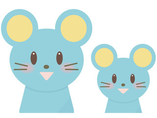 笑顔で親子のネズミさん（上半身）