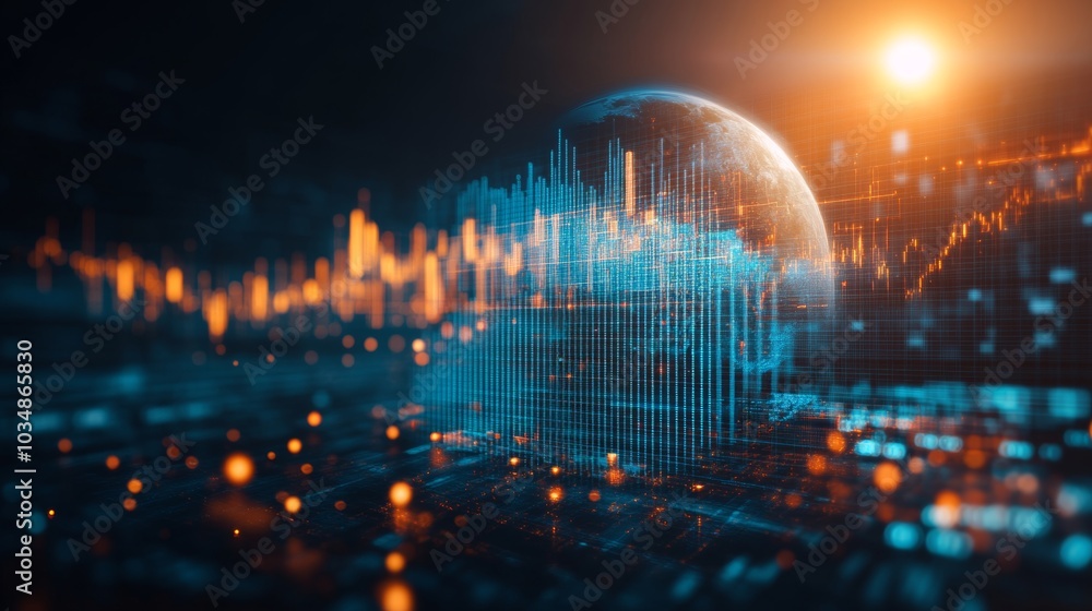 Poster global network data technology abstract background