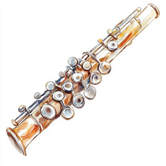 Naklejka premium Flute watercolor clipart illustration 