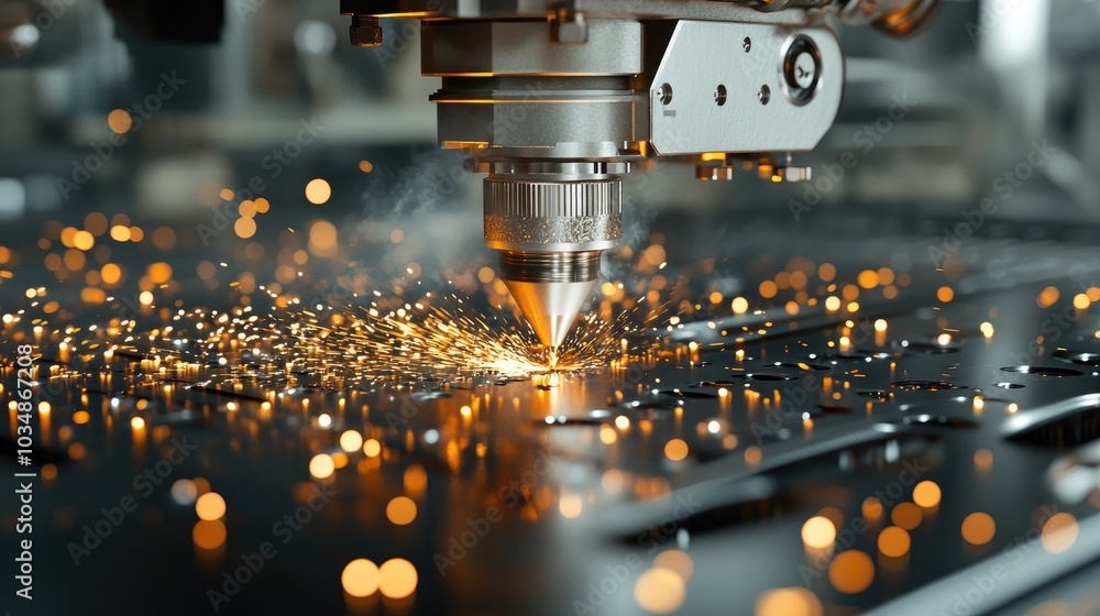 Aufkleber cnc laser cutting of metal represents modern industrial technology utilizing laser optics and comput
