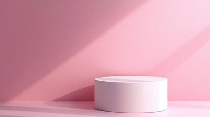 Empty cylindrical podium on a pastel backdrop for product display 3D rendering Minimalist design