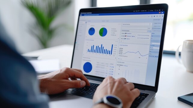 Business Analytics Dashboard on Laptop Screen