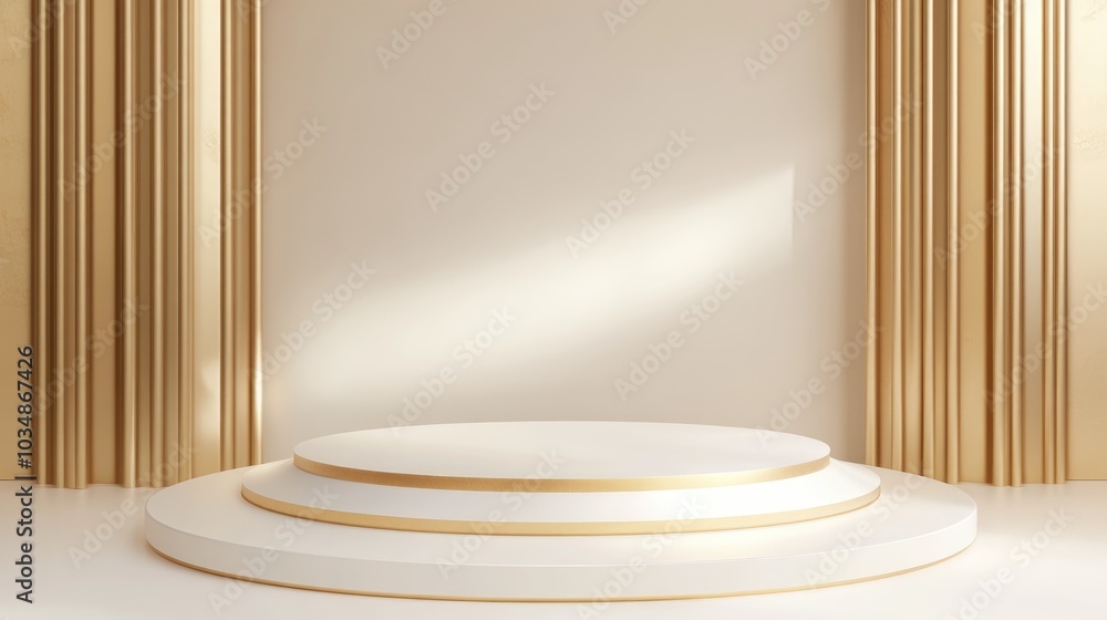 Aufkleber geometric cylinder podium with a minimal abstract background for festive presentations 3d rendering 