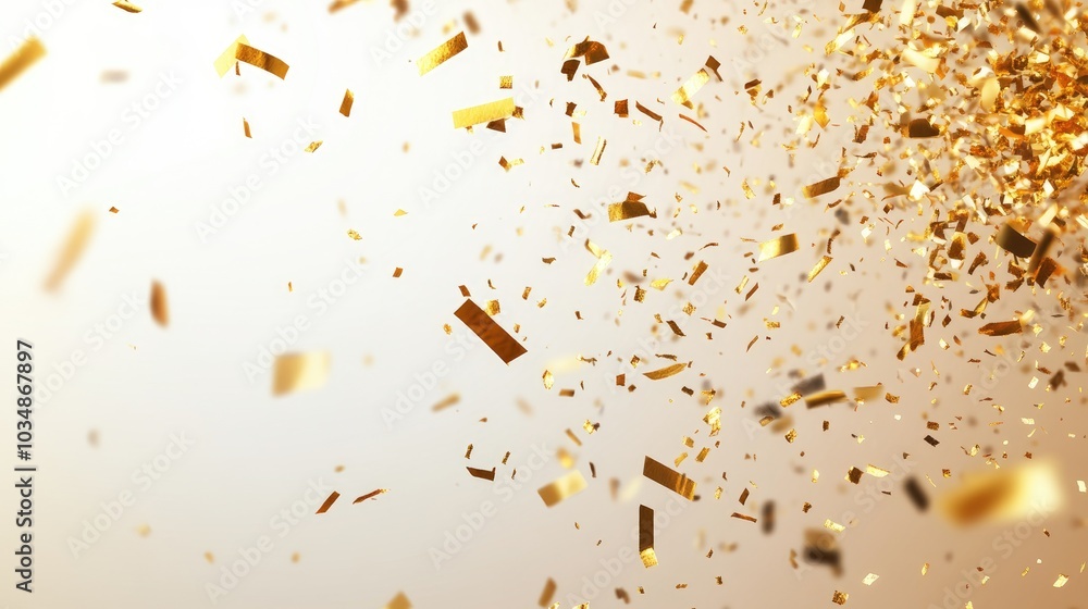 Aufkleber confetti burst on clear background shiny gold paper fragments soaring and dispersing in a dynamic mi