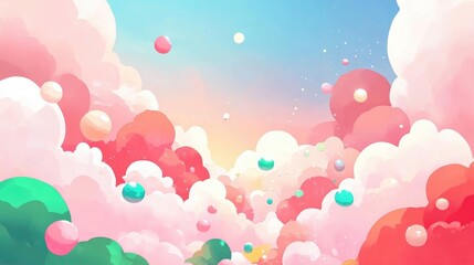 Fototapeta premium Cotton Candy Clouds with Sunlight Peeking Through