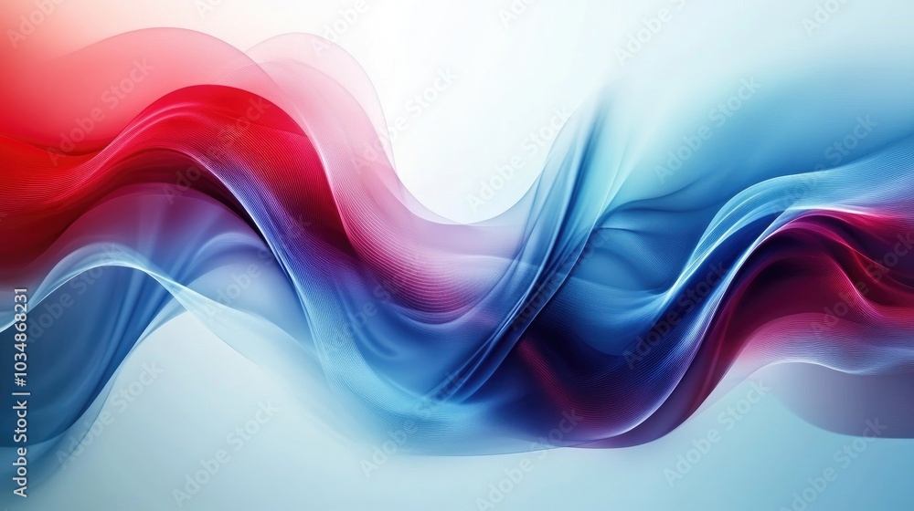 Poster premium abstract background featuring a gradient of blue and red hues complemented by fluid wave and