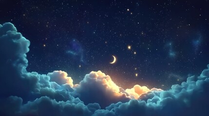 Obraz premium 3D cartoon rendering of a starry night sky in the cosmos