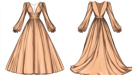 Obraz premium Ultra detailed, photorealistic fashion design sketch of a chic peacoat