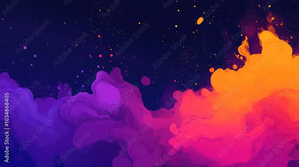 Aufkleber dynamic movement of colored ink particles in water colorful pigments explosion abstract color explos
