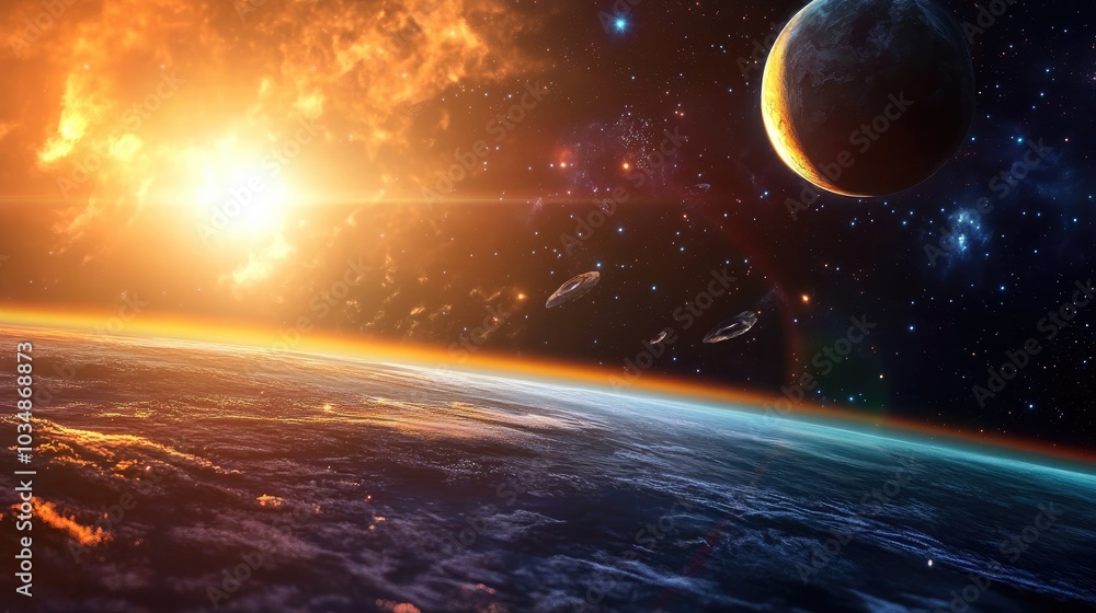 Poster 4k quality and realistic appearance of a 3d cartoon rendering set in space
