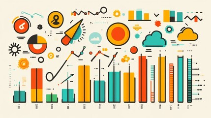 Fototapeta premium Colorful Business Charts and Graphs Infographic Design