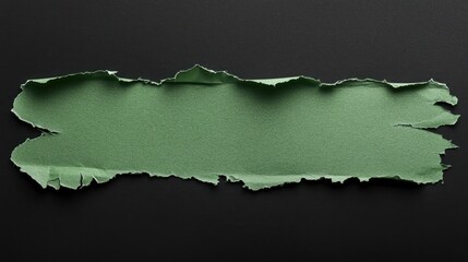 Green ripped paper torn edges strips isolated on black background