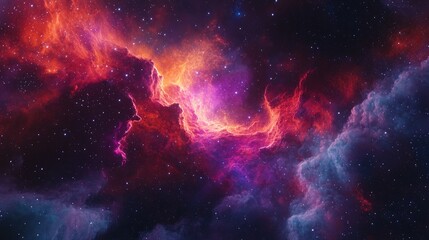 Fototapeta premium 3D rendering of a vibrant red violet nebula featuring the horsehead nebula in an outer space scene with unusual colorful nebulae from a distant galaxy
