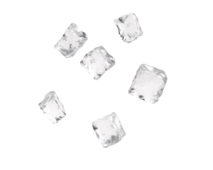 Ice cube falling on transparent background