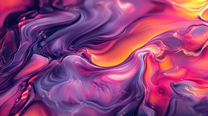 Obraz premium Abstract Swirling Liquid in Vibrant Hues of Purple, Pink, and Yellow
