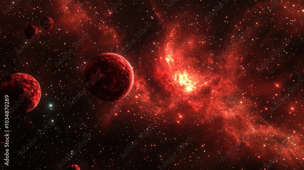 Aufkleber red galaxy in deep space featuring a 3d cartoon rendering high quality image