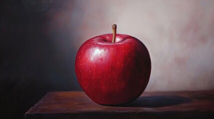 Oil painting of the Red Delicious a popular apple variety and one of the most cultivated types globally