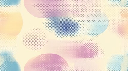 Abstract pattern of pastel colored circles in a halftone style