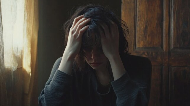 A depiction of sleep deprivation, with someone struggling to stay awake and alert during the day, emphasizing the negative effects of poor sleep on health and well-being