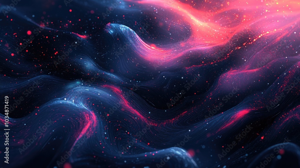 Fototapete An abstract composition showcasing luminous light streaks and glowing particles representing speed energy and the fluid movement of data in a digital landscape