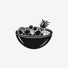 Vector Illustration of Fruit Cup Silhouette with Assorted Fruits