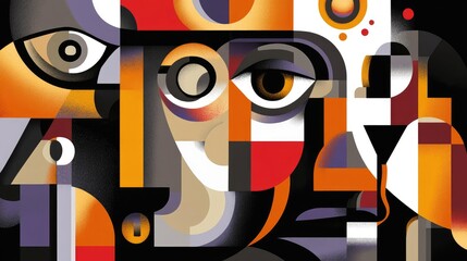 Cubist face illustration abstract art design