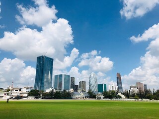 city, building, skyline, park, architecture, sky, urban, skyscraper, buildings, downtown,...