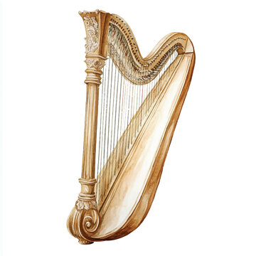 recommend clip art: Harp watercolor clipart illustration