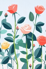 Rose decoration illustration on a fabric background