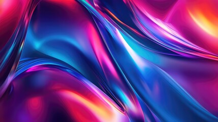 Abstract Swirling Neon Shapes in Blue and Pink