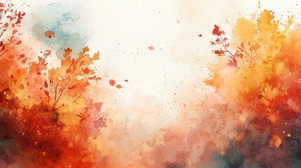Autumn watercolor background banner for illustrations