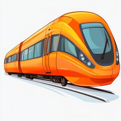 Cartoon vector-style orange modern train