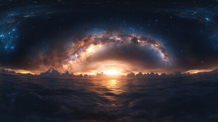 Fototapeta premium 3D cartoon depiction of the Milky Way panorama captured with a long exposure technique