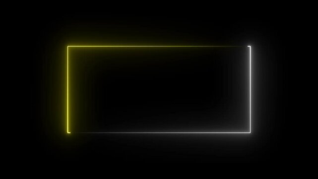 abstract  neon effect rectangle frame Loop and black  background. Animation of glowing neon rectangles abstract background.4k video resolution. 