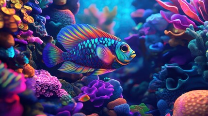 Obraz premium Colorful Fish in Coral Reef