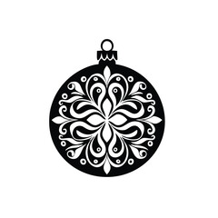 Christmas Tree Ornament Bulb Silhouette Vector in Doodle Style