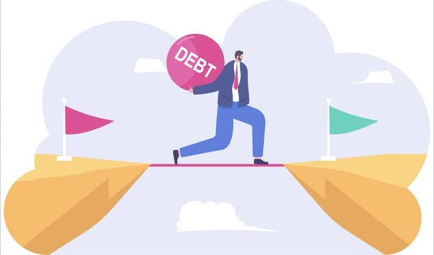 Businessman hold debt burden and house,

