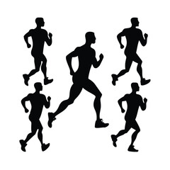 Silhouettes of Athletes Running Clip Art Collection