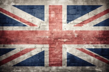 Fototapeta premium photograph of Union Jack flag on grey concrete