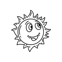 sun face with smile, sun emoji,line style