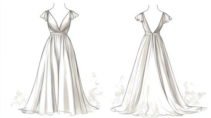 Ultra detailed, photorealistic fashion design sketch of a chic sheath dress with cap sleeves